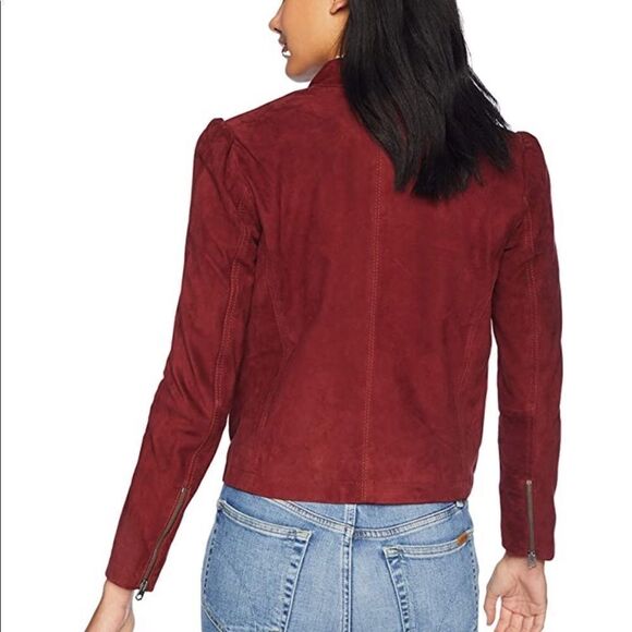 LUCKY BRAND | Suede Puff Sleeve Jacket Leather Brick Red/Orange NEW Women’s M - Picture 3 of 13